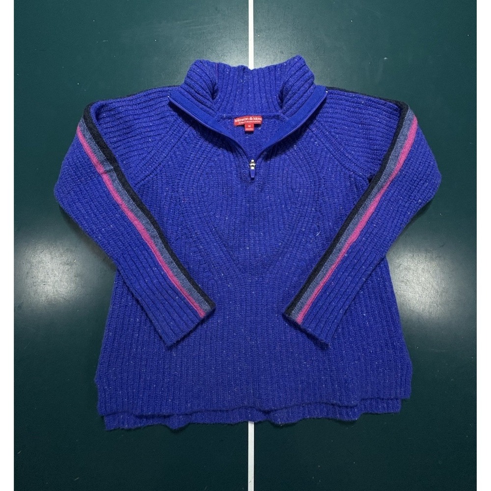 Krimson Klover Sweater Womens Medium Snowcat 1/4 Quarter Zip Wool Blend Blue